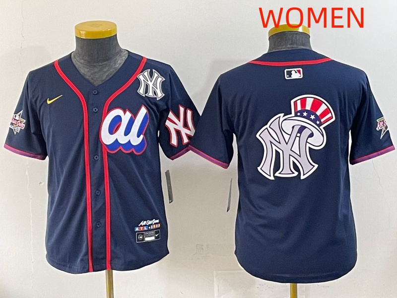 Women 2025 New York Yankees Blank Drak Blue All star Blank Blue Nike MLB Jersey style 16->women mlb jersey->Women Jersey